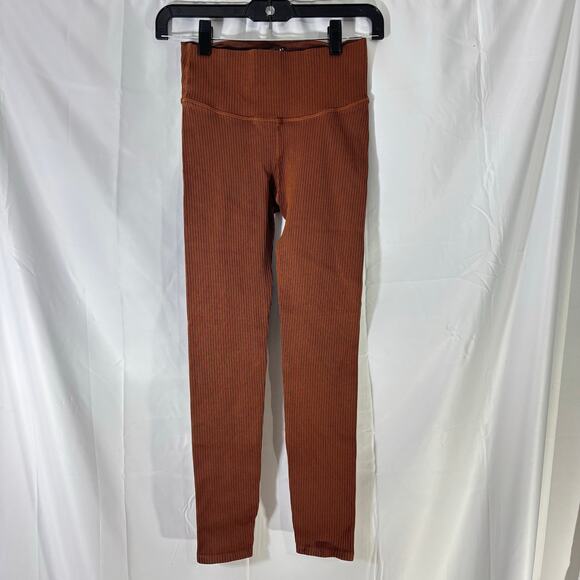 Good American Ribbed Leggings Brown Size 1-2 | High-Waist Sculpt Fit Activewear - Picture 3 of 5